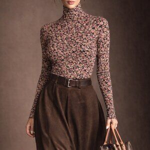 NWT Floral Long Sleeve Women's Turtleneck Top